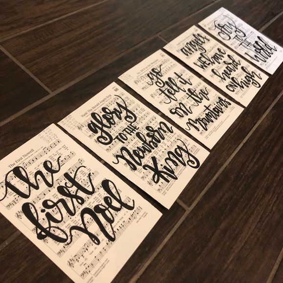 5 Hand Lettered Christmas Hymns - Picture 2 of 2
